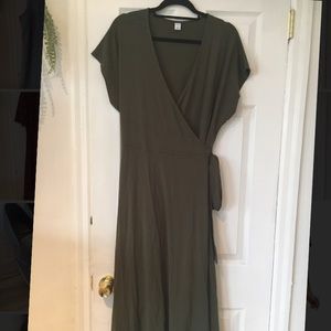 Olive green wrap dress